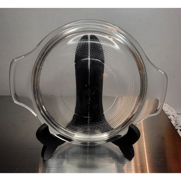 Vtg Clear Glass Anchor Hocking Small Casserole Dish Lid Only 6” Across - Picture 1 of 2